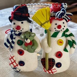 Mr. and Mrs. snowman clay ornament -such a cute gift